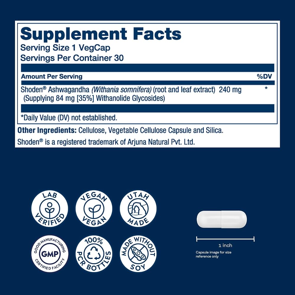 SOLARAY Ashwagandha Capsules 18X Absorption - Ashwagandha Root
