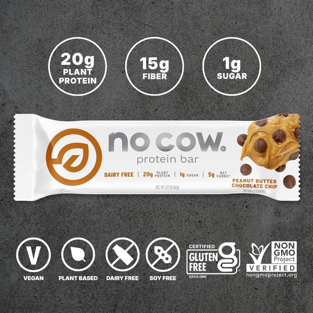 No Cow Peanut Butter Chocolate Chip Vegan Protein Bar - 1 Bar - image 3