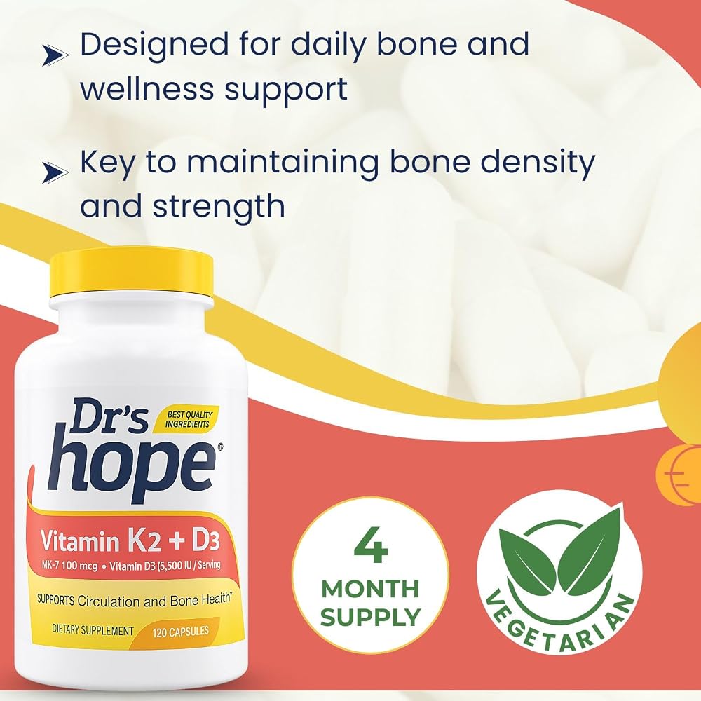 Dr’s Hope Dr's Hope Vitamin K2 MK-7 + D3 5000 IU Bone Support - 120 Capsules - image 6