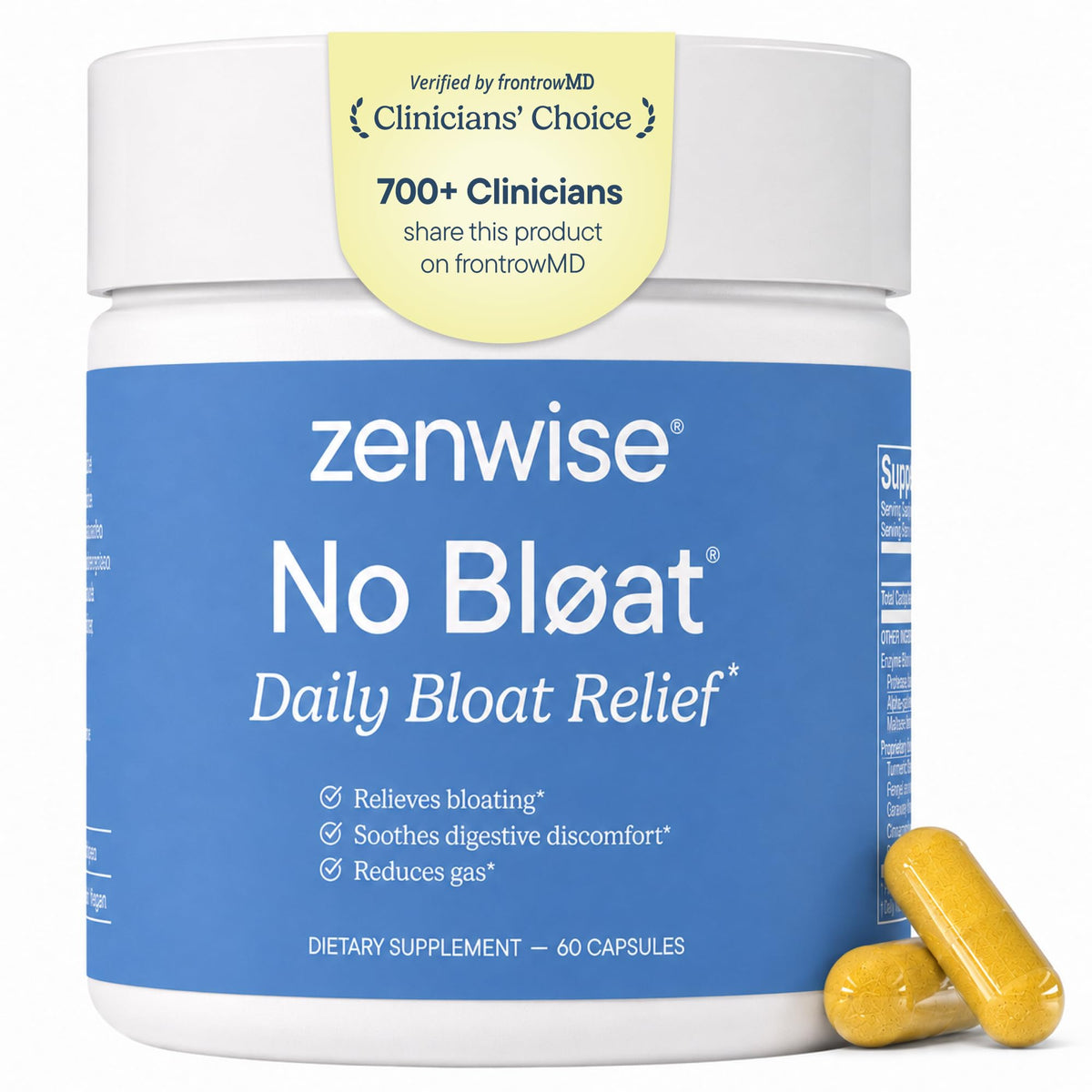 Zenwise Health No Bloat Digestive Enzymes Probiotics - 60 Capsules