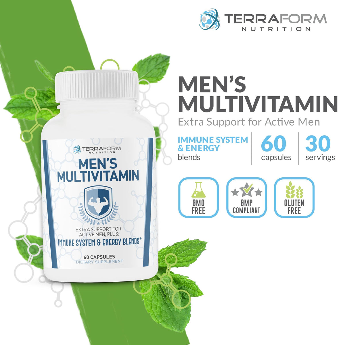 TerraForm Nutrition Men's Multivitamin Daily Support - 60 Capsules - image 2