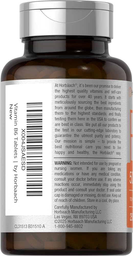Horbäach Vitamin B6 50mg - 250 Tablets - image 3