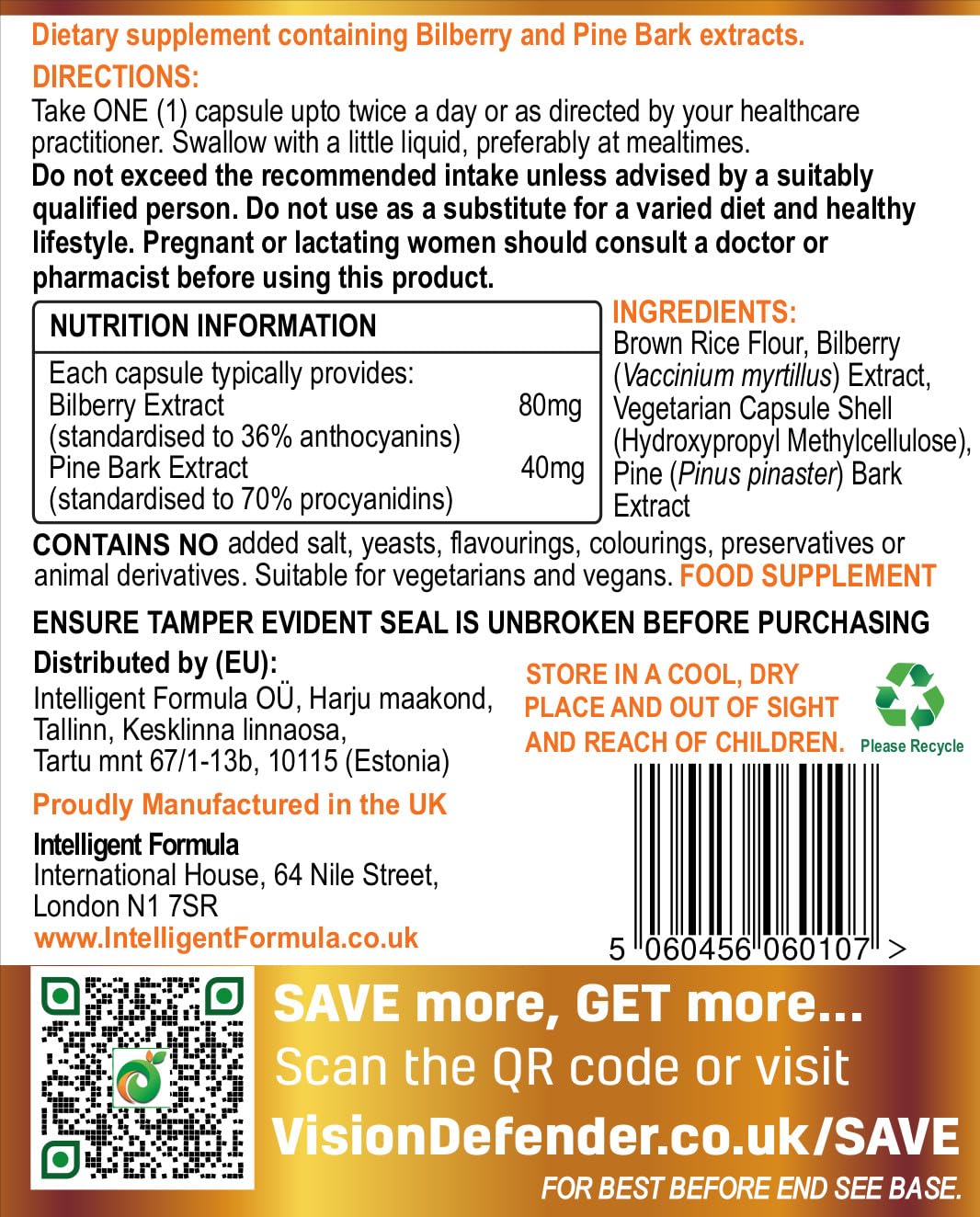 Intelligent Formula Vision Defender BP Eye Supplement - 60 Vegan Capsules - image 6