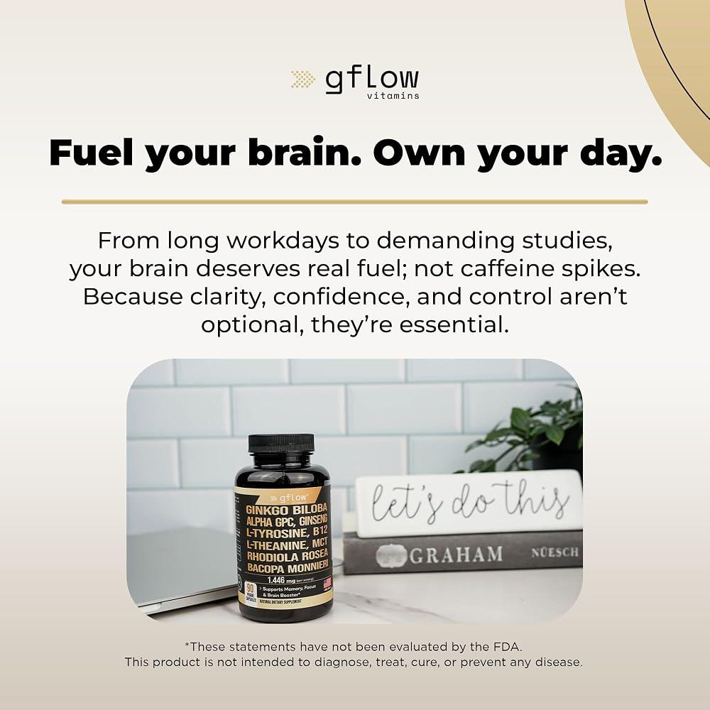 gflow vitamins Ginkgo Biloba Alpha GPC Cognitive Support - 90 Capsules - image 5