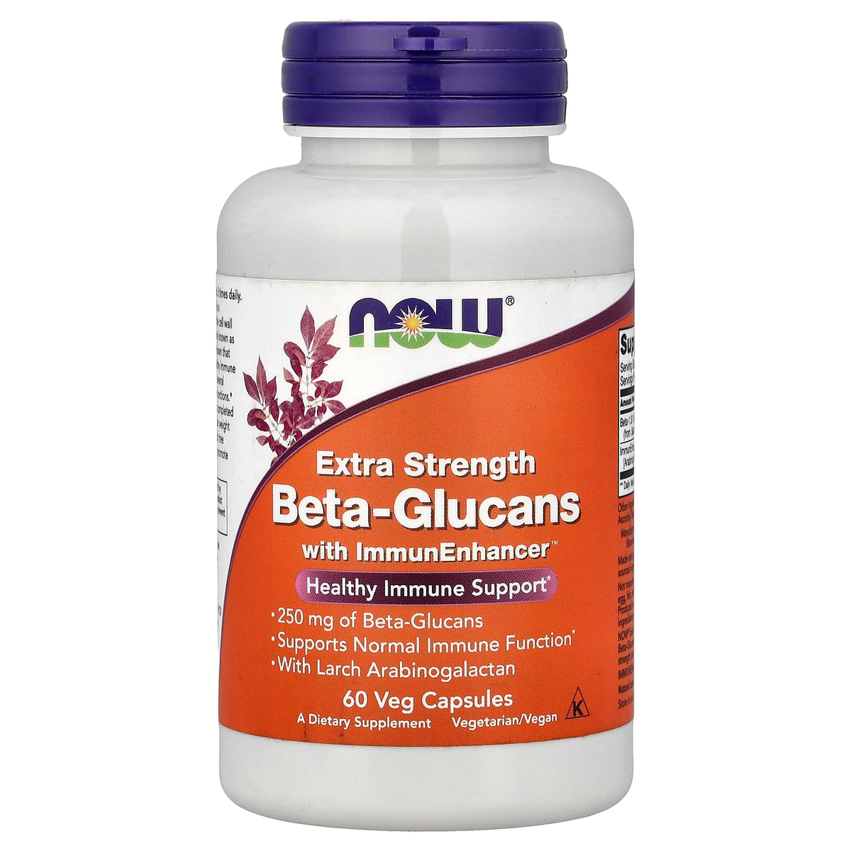 Now Foods Beta-Glucans with ImmunEnhancer 250mg - 60 Vegetarian Capsules