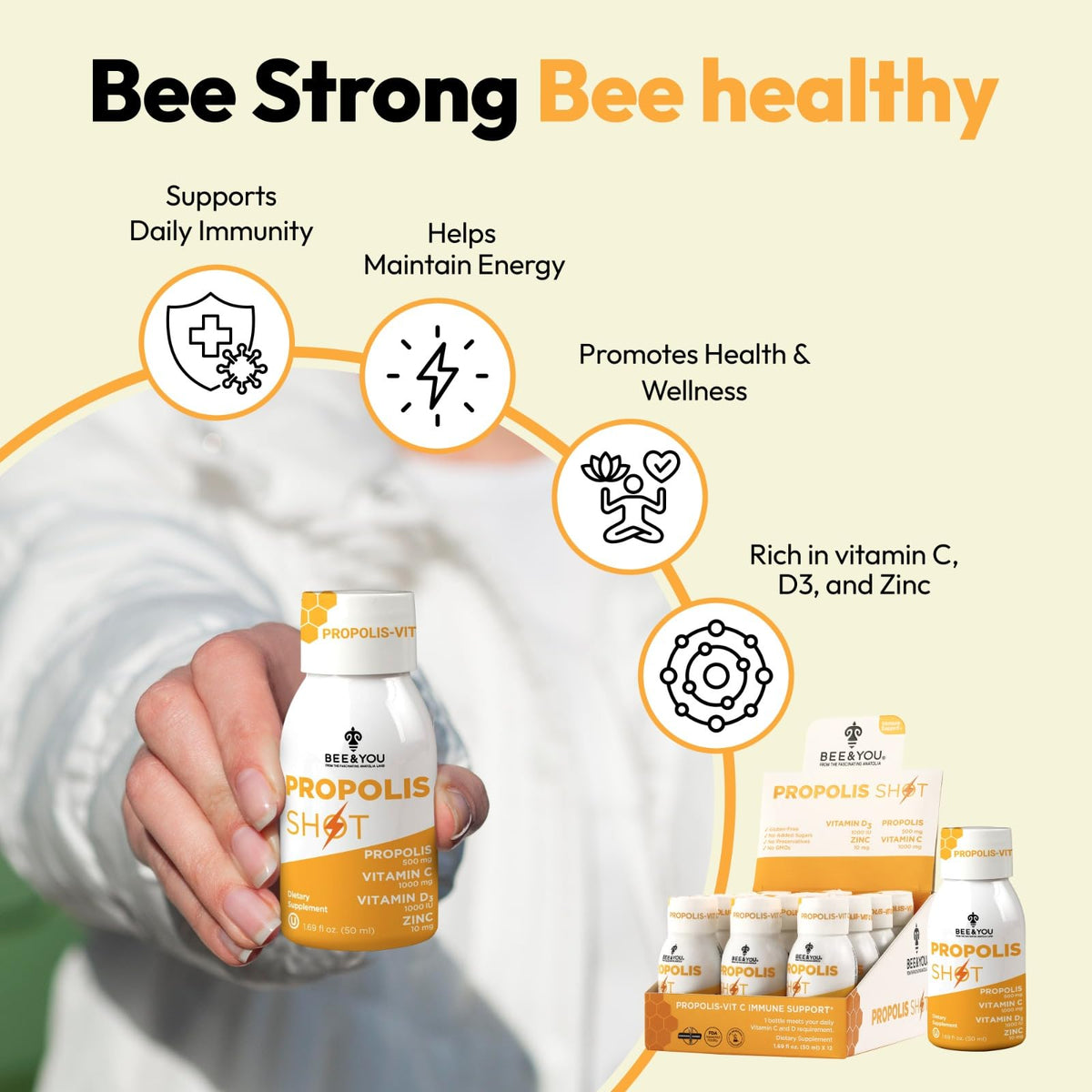 BEE & YOU Immune Support Propolis Shot - 12 Bottles - image 3