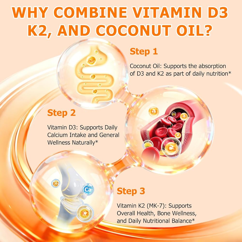 MXCZBSM Vitamin D3 K2 Supplement Softgel