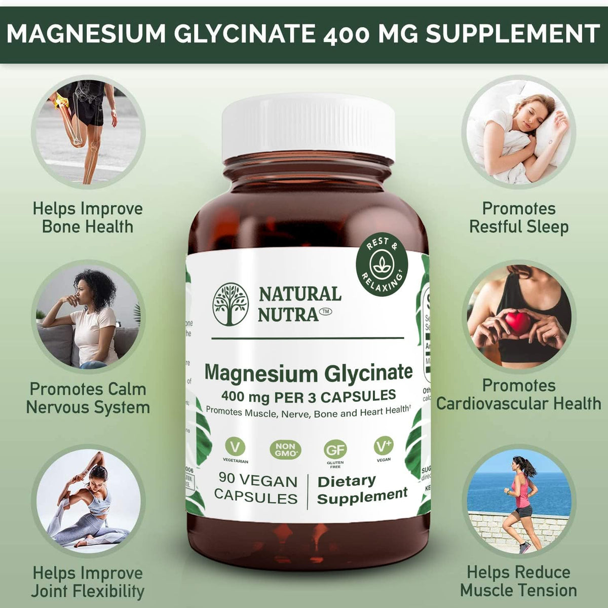 Natural Nutra Magnesium Glycinate 400 mg - 90 Capsules - image 3