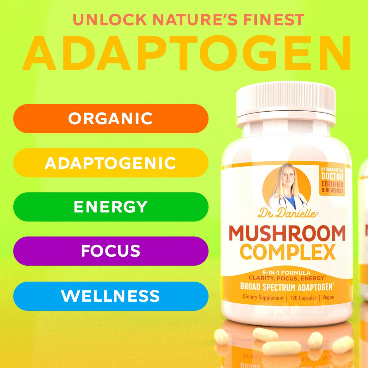 Doctor Danielle Organic Mushroom Complex - 120 Capsules - image 3