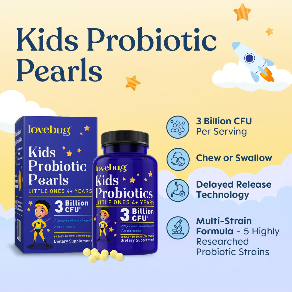 LOVEBUG Little Ones Kids Probiotics 3 Billion CFU - 120 Pearls - image 2