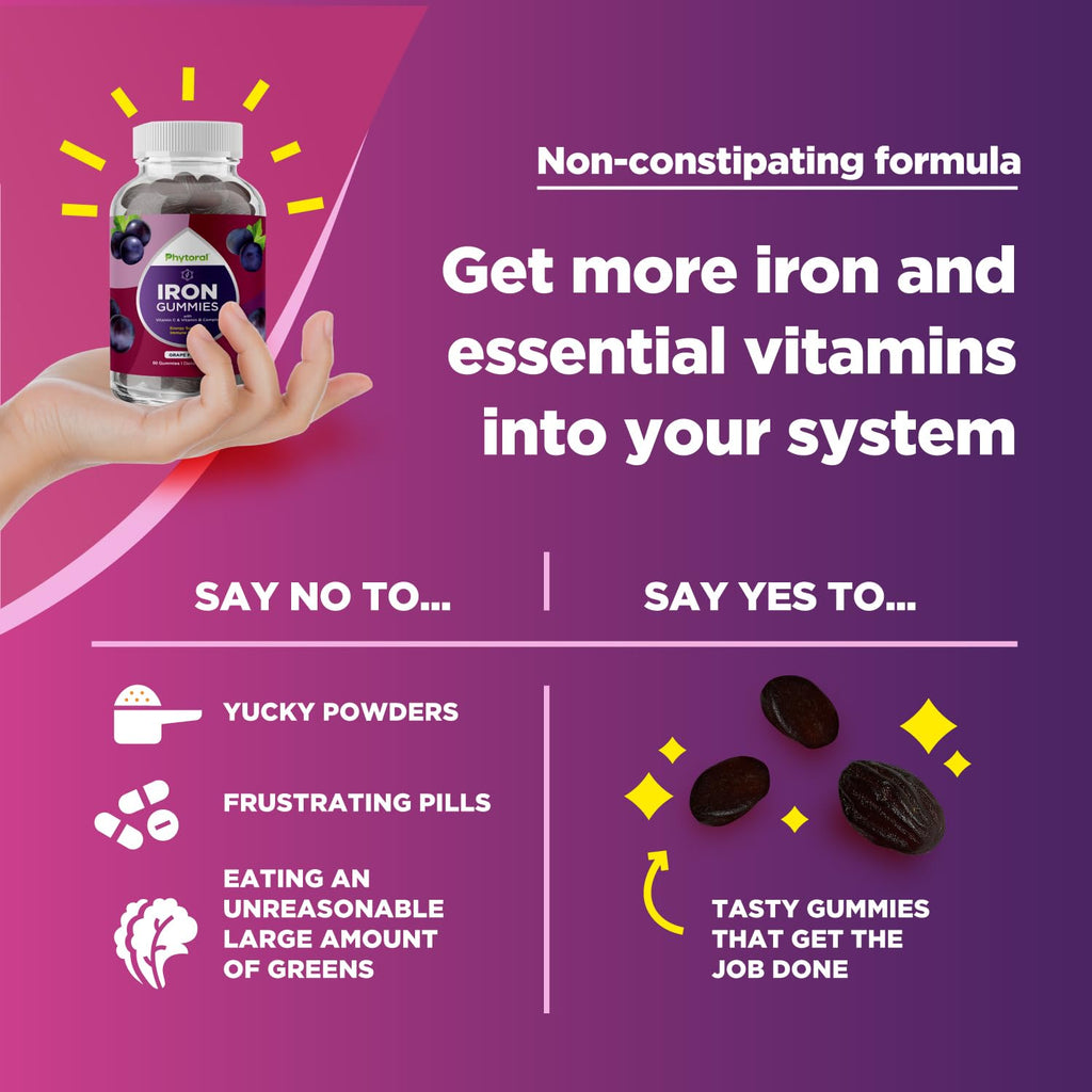 Phytoral Iron Gummies with B Complex Vitamins - 60 Count - image 7
