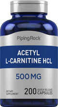 Piping Rock Acetyl L-Carnitine HCL 500 mg - 200 Capsules