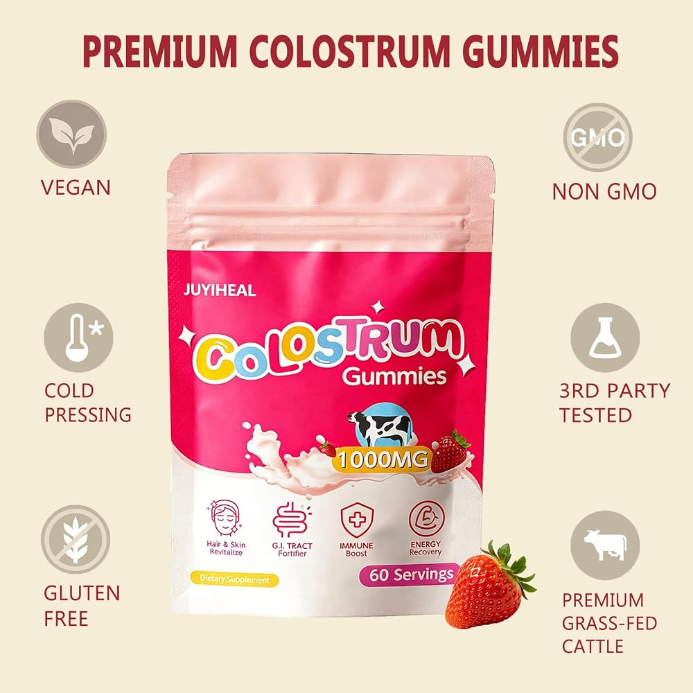 JUYIHEAL Core Bovine Colostrum Gummies Immune Support - 60 Servings - image 3