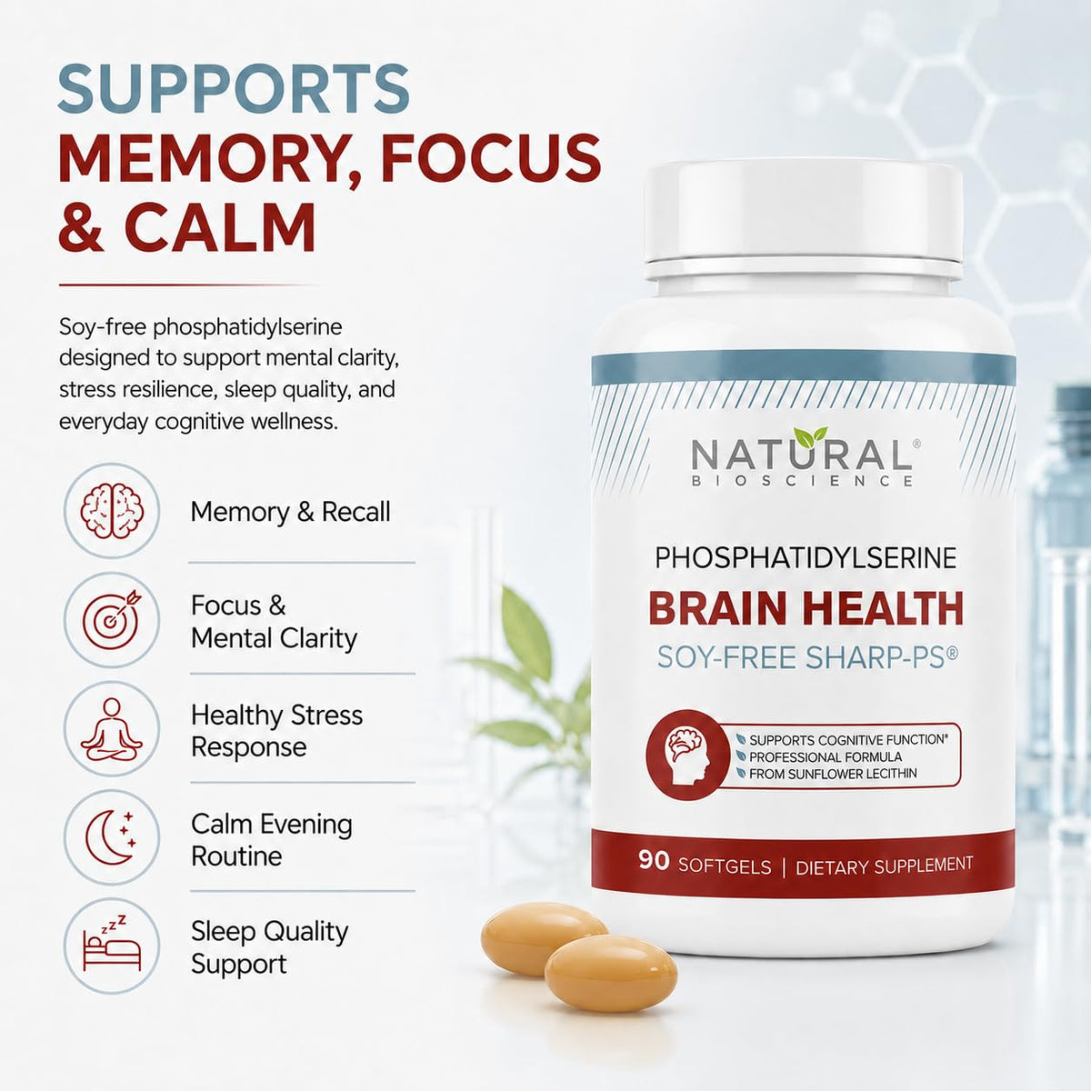 Natural BioScience Phosphatidylserine 100mg Brain Health - 90 Softgels - image 2