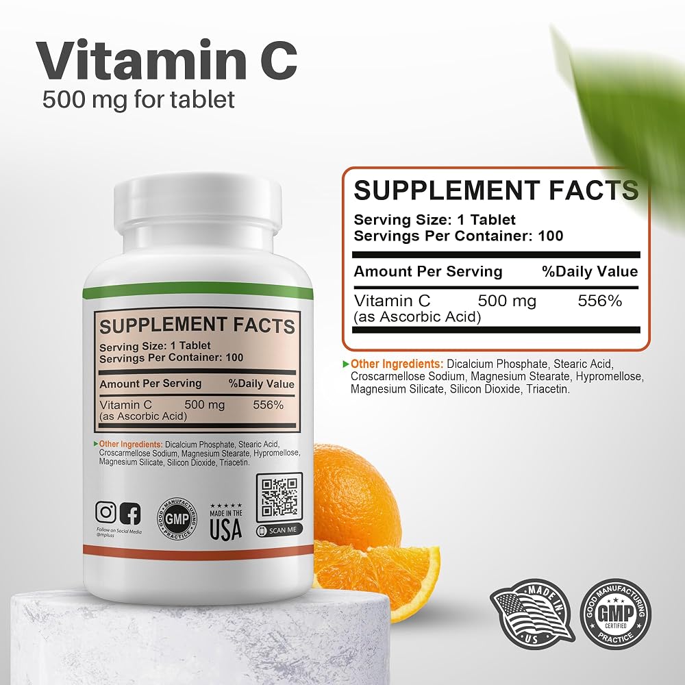 M+S Vitamin C 500mg Tablets Immune Support - 100 Tablets - image 2