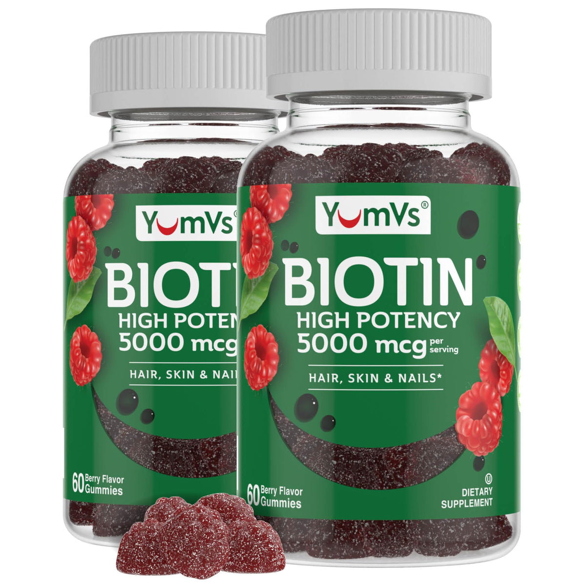 YUM-V'S YumVs Biotin Gummies 5000mcg - Luscious Raspberry Flavor