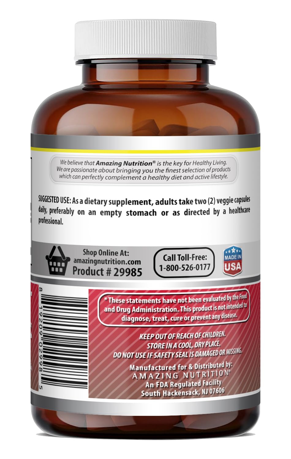 Amazing Nutrition Acetyl L-Carnitine 1200 mg - 120 Vegetarian Capsules - image 5