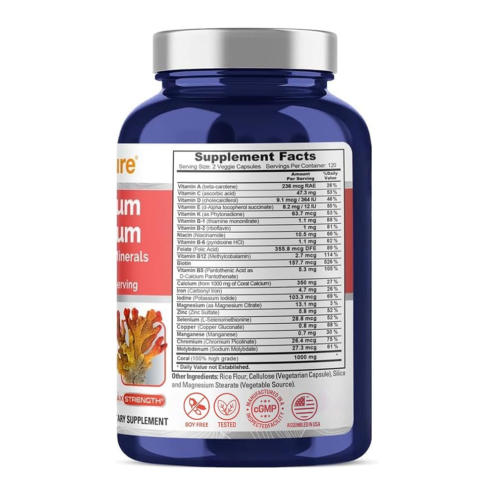 NusaPure Coral Calcium with 22 Vitamins & Minerals - 240 Capsules - image 2