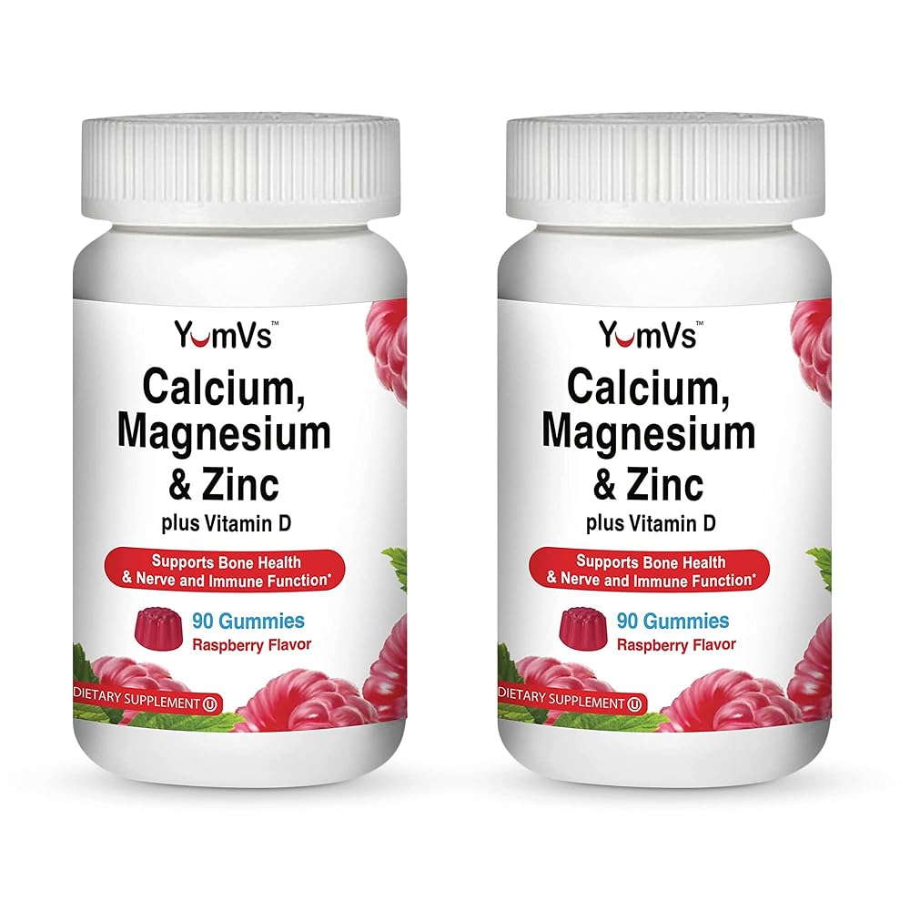 YUM-V'S Calcium Magnesium Zinc Gummies with D3 - 90 Count