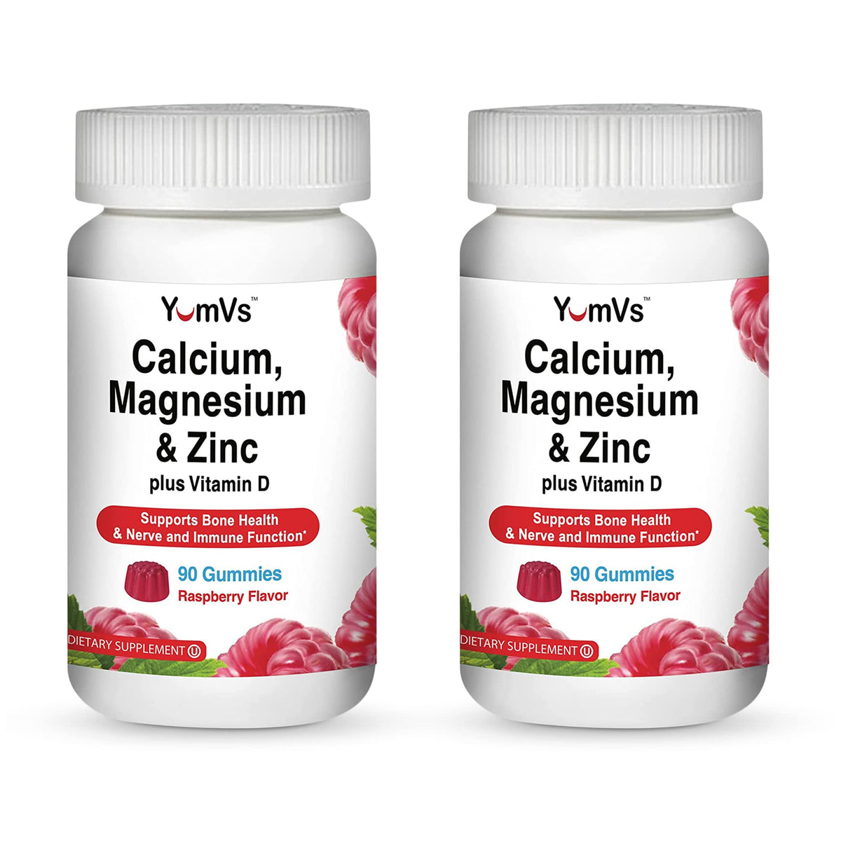 YUM-V'S Calcium Magnesium Zinc Gummies with D3 - 90 Count
