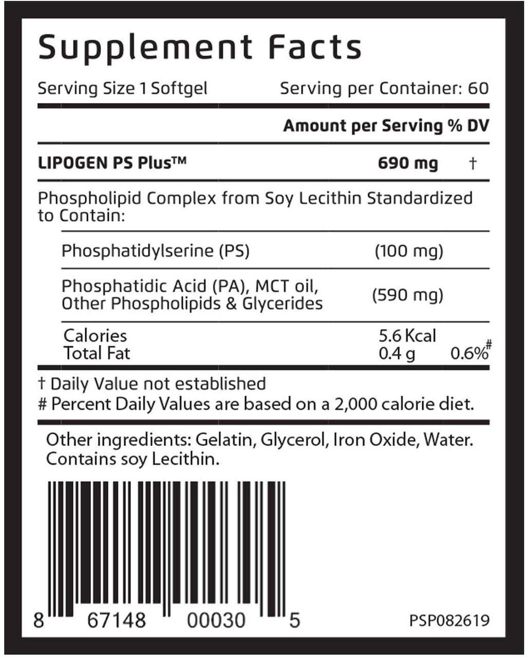 Lipogen PS Plus Brain Supplement for Memory and Focus - 60 Softgels - image 2