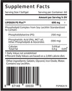 Lipogen PS Plus Brain Supplement for Memory and Focus - 60 Softgels - image 2