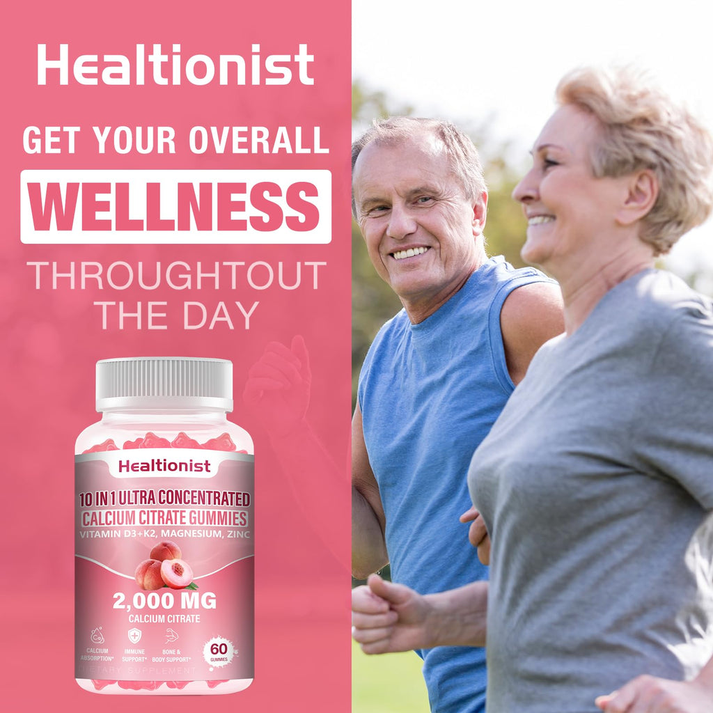 Healtionist Calcium Citrate 2000mg with Vitamin D3 K2 - 120 Gummies - image 7