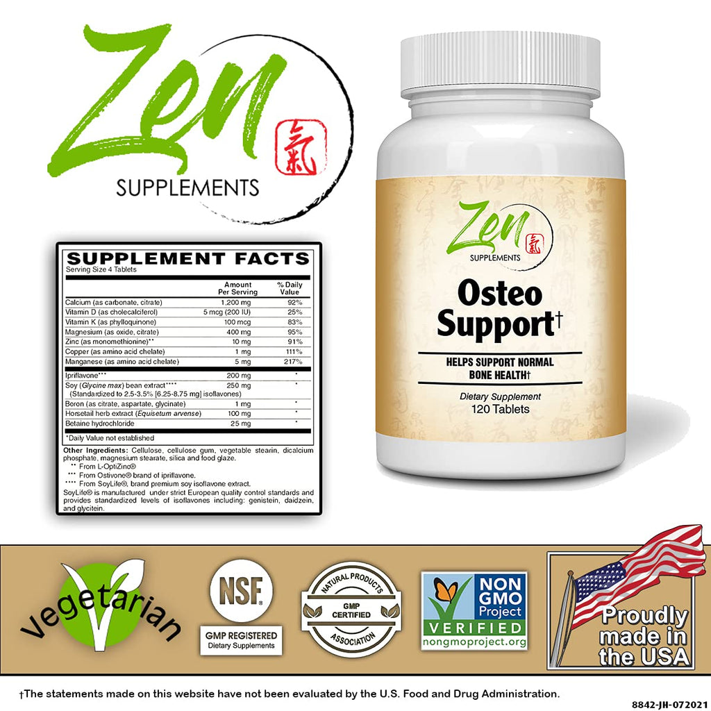 Zen Supplements Osteo Support Calcium & Minerals - 120 Tablets - image 3