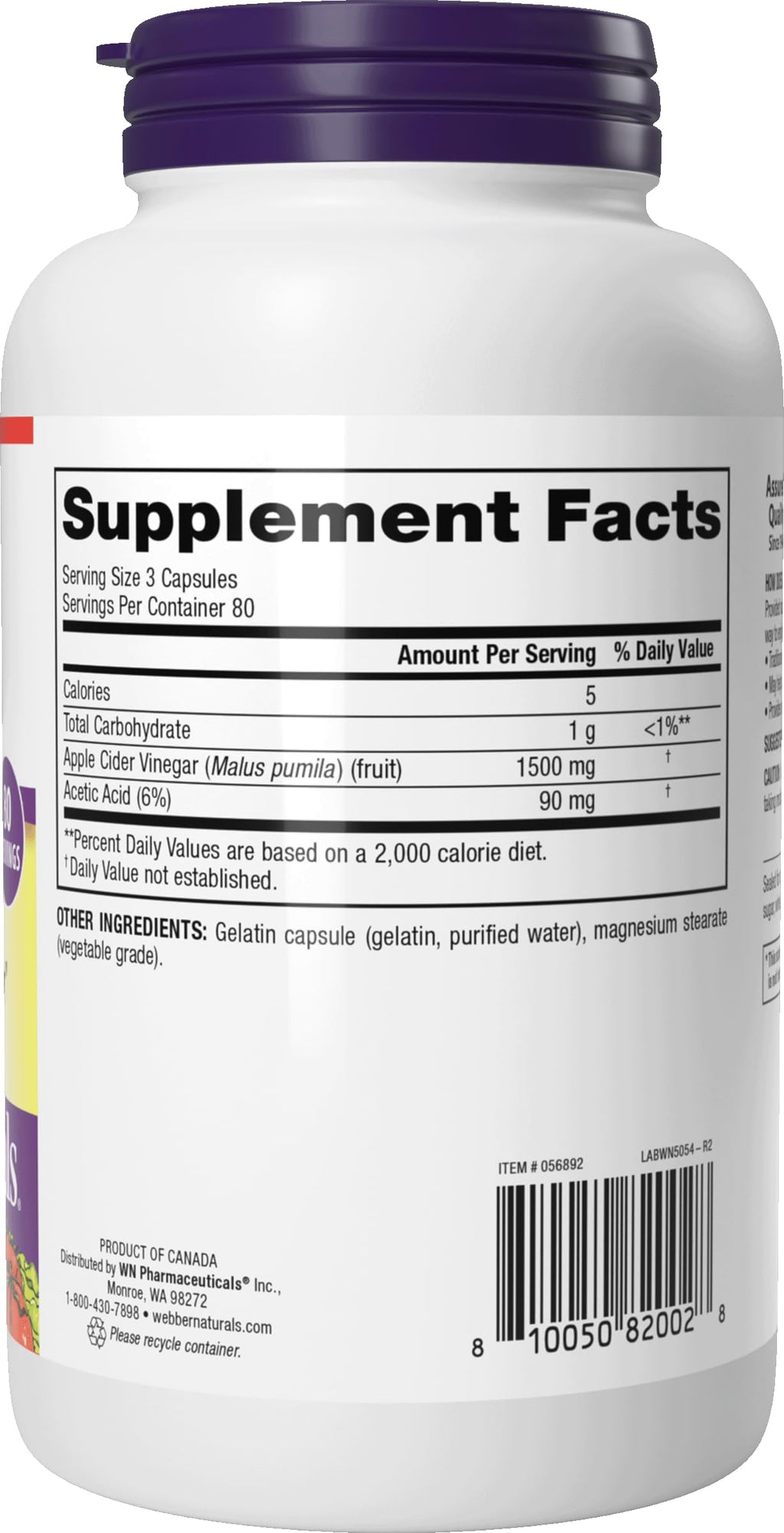 Webber Naturals Apple Cider Vinegar 1500mg - 240 Capsules - image 10