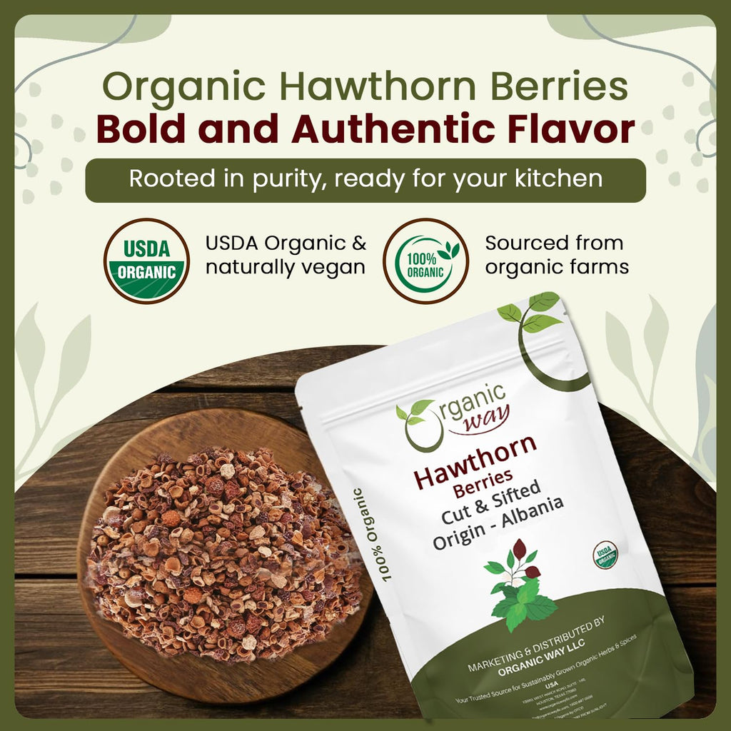 Organic Way Hawthorn Berries Cut & Sifted - Herbal Tea - Origin