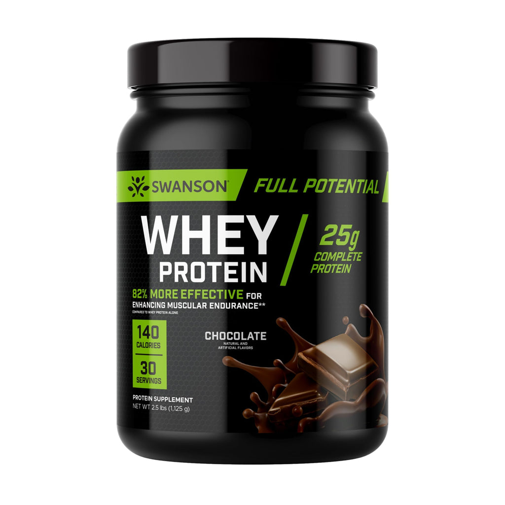 Swanson Full Potential Whey Protein with Velositol, Chocolate - 2.5 lb