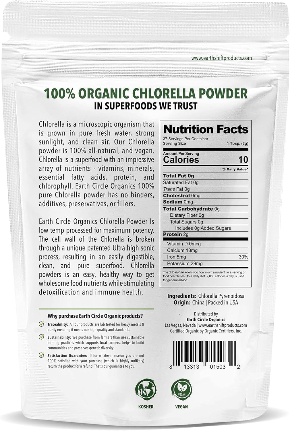 Earth Circle Organics Organic Chlorella Powder - 4 Ounce - image 2