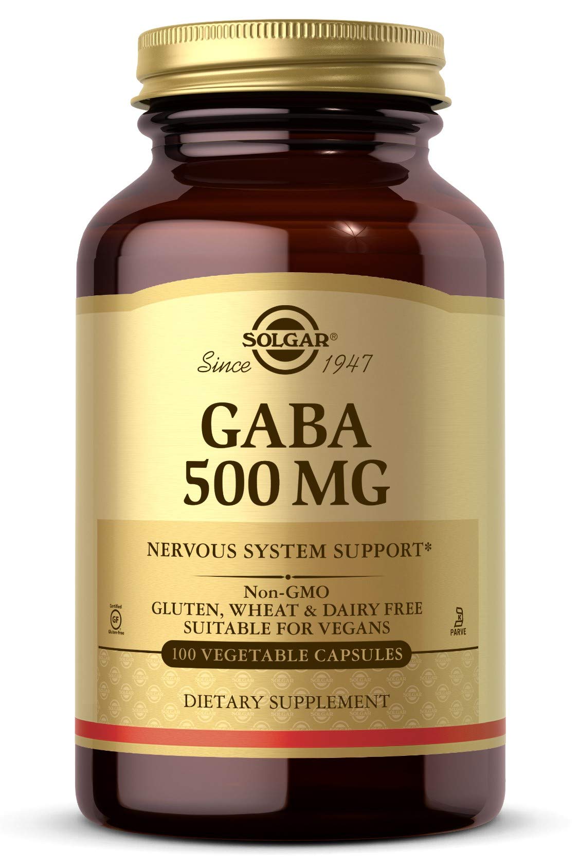 Solgar GABA 500 mg Nervous System Support - 100 Vegetable Capsules