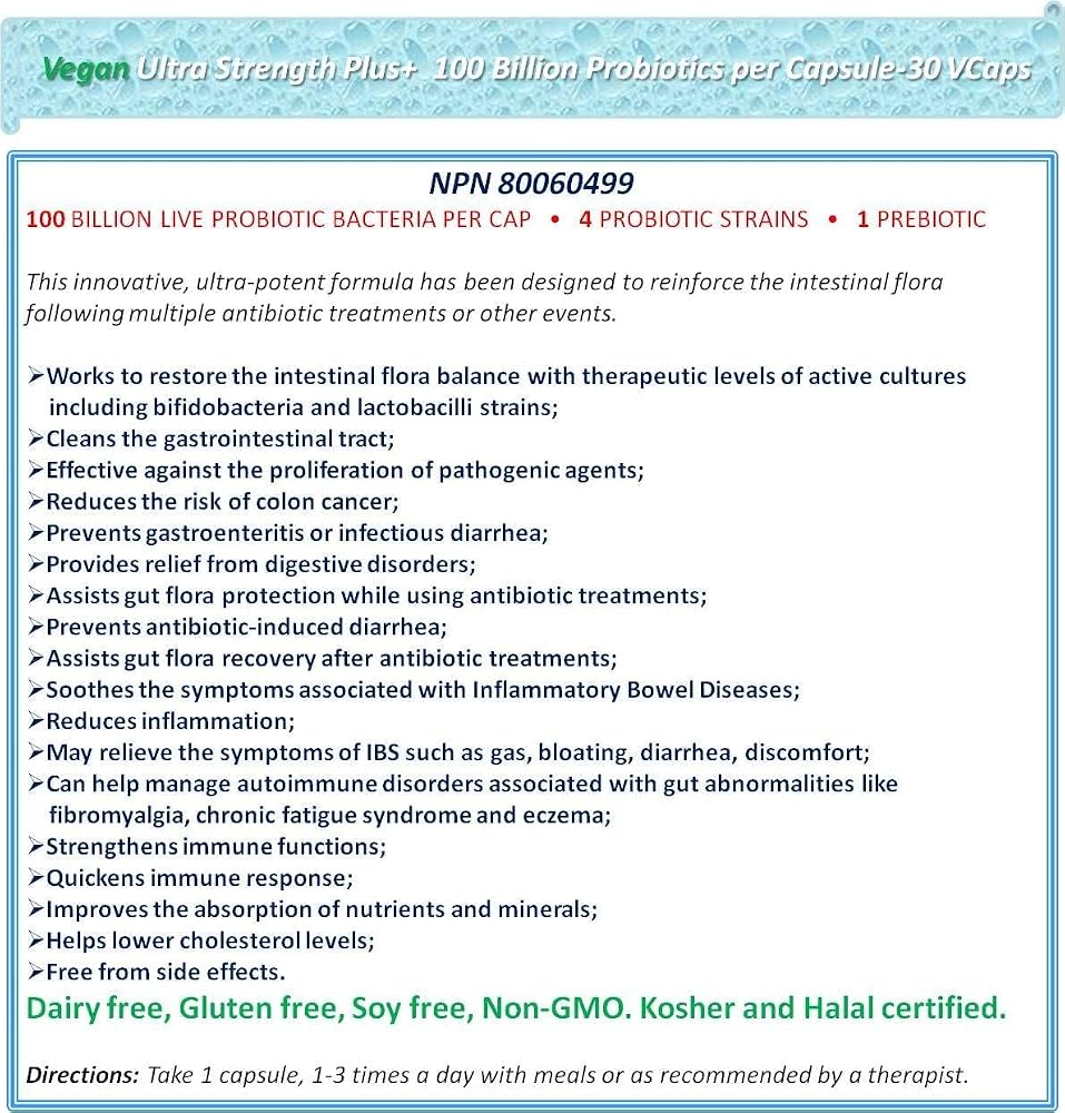 NOVA Probiotics Vegan Ultra Force Plus 100 Billion - 30 Vegetarian Capsules - image 3