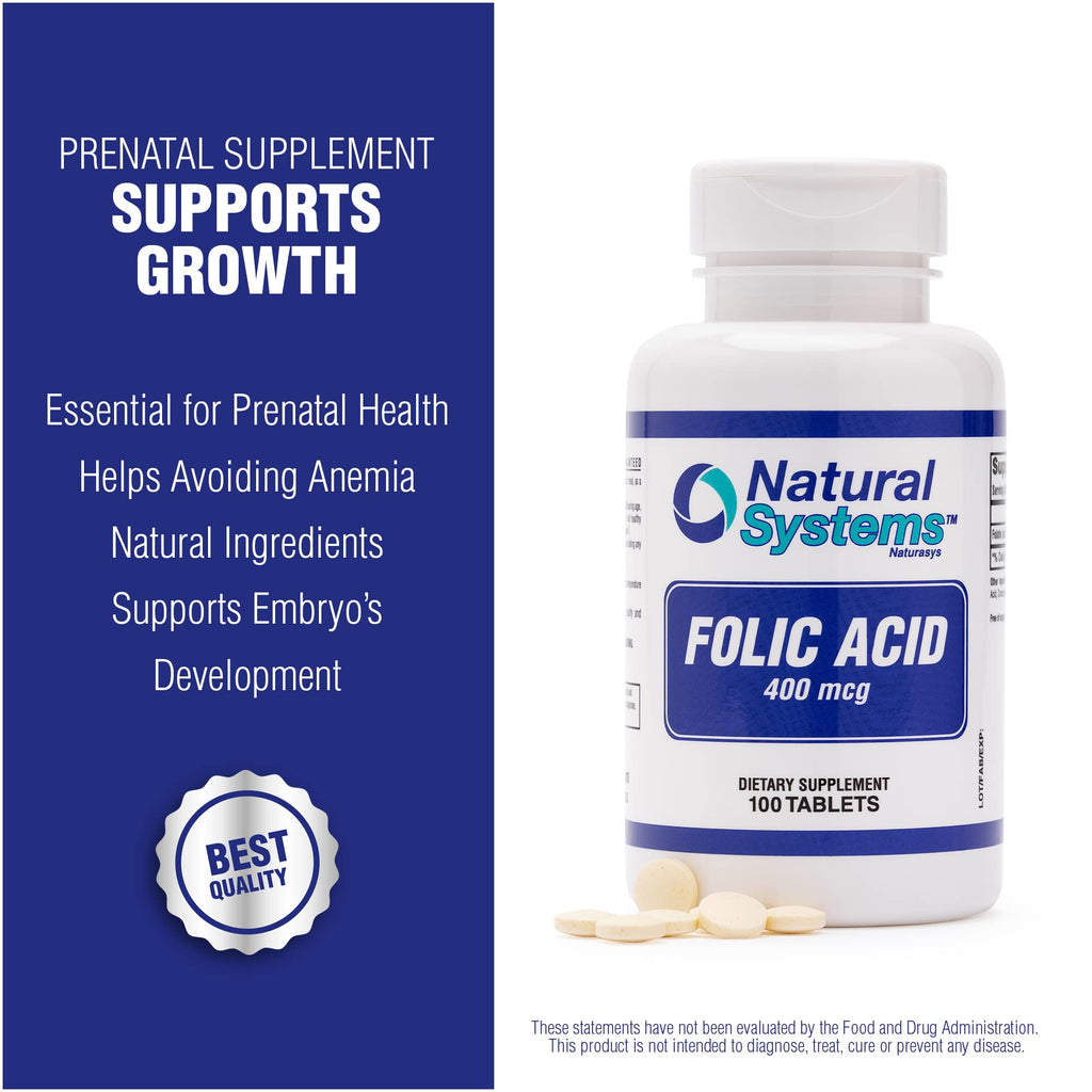 Natural Systems Folic Acid 400 mcg Prenatal Vitamin - 100 Tablets - image 8