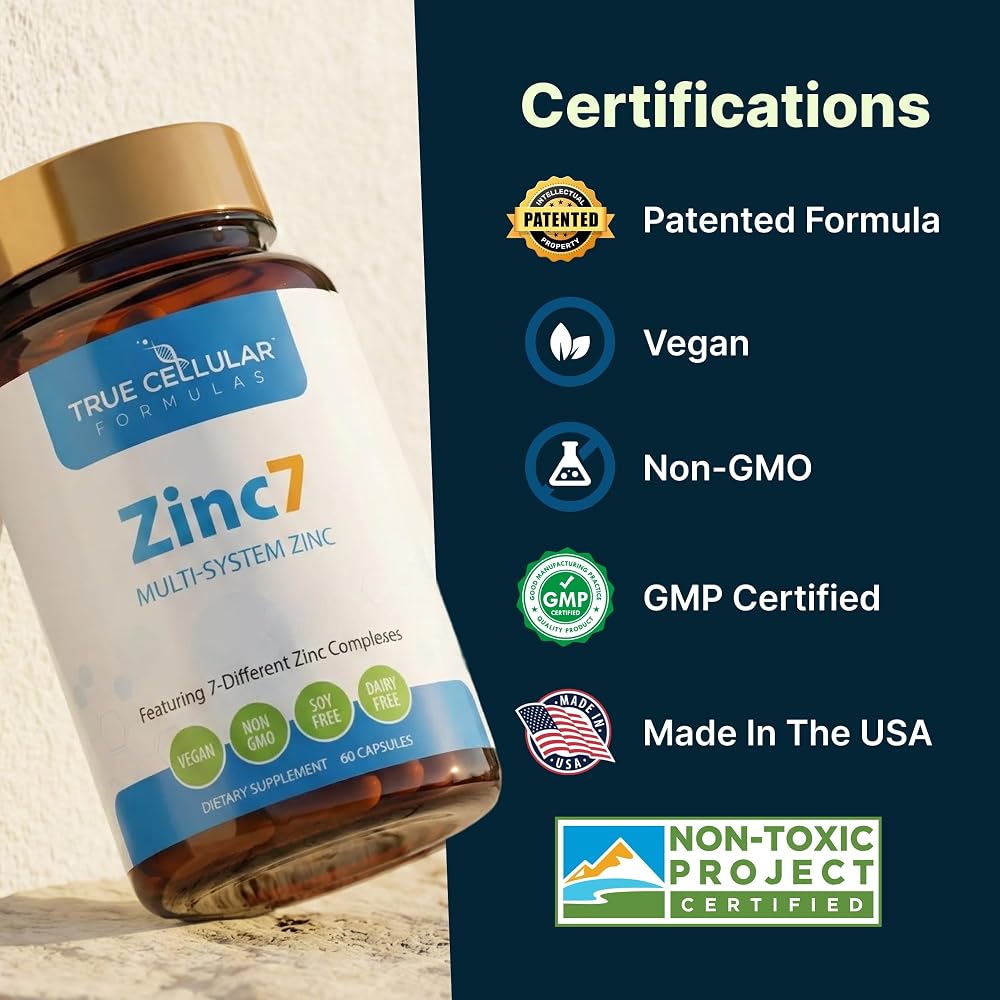 True Cellular Formulas Zinc7: 7-in-1 Zinc Complex 50mg - Maximum