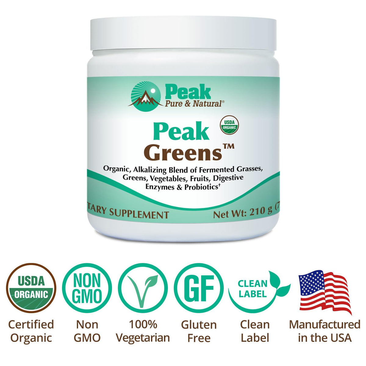 Peak Pure & Natural Greens Powder with Enzymes & Probiotics - 30 Servings - image 4