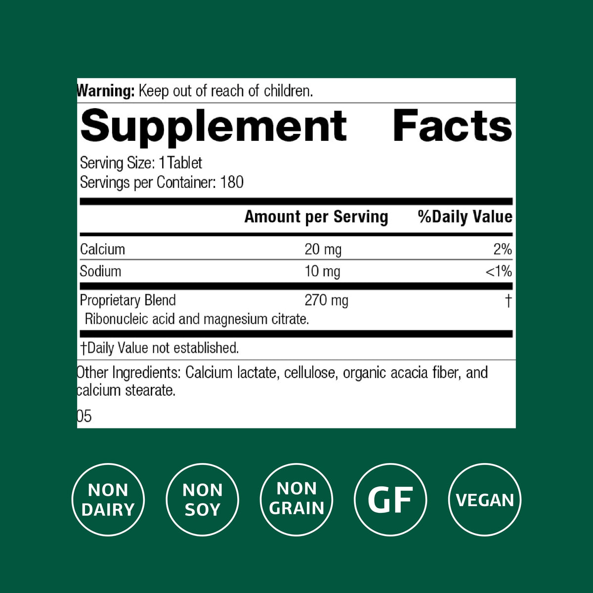 Standard Process Ribonucleic Acid RNA Cell Development - 180 Tablets - image 2