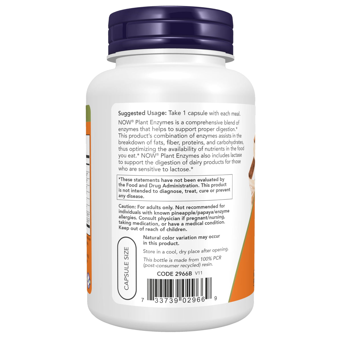 NOW Plant Enzymes Lactase Protease Bromelain - 120 Vegetarian Capsules - image 3