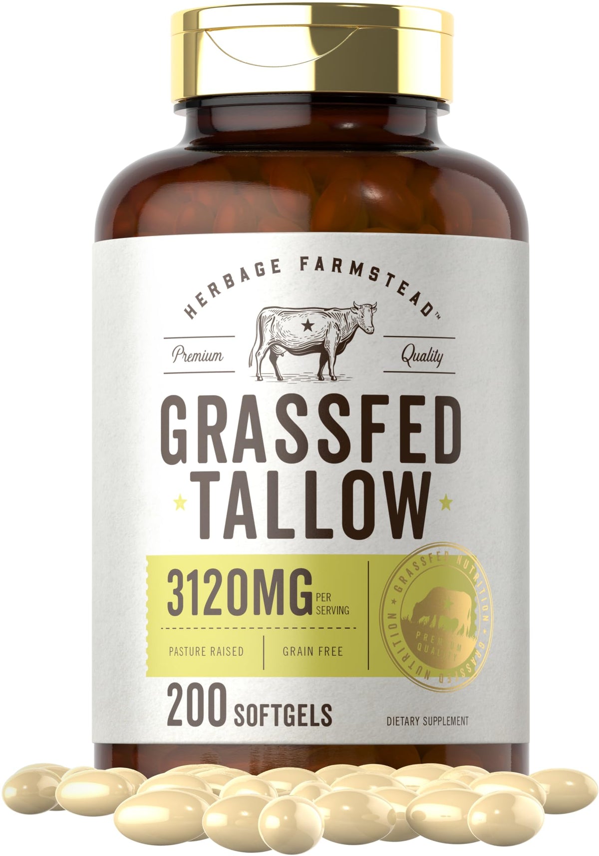 Carlyle Grass Fed Beef Tallow 3120mg - 200 Softgels