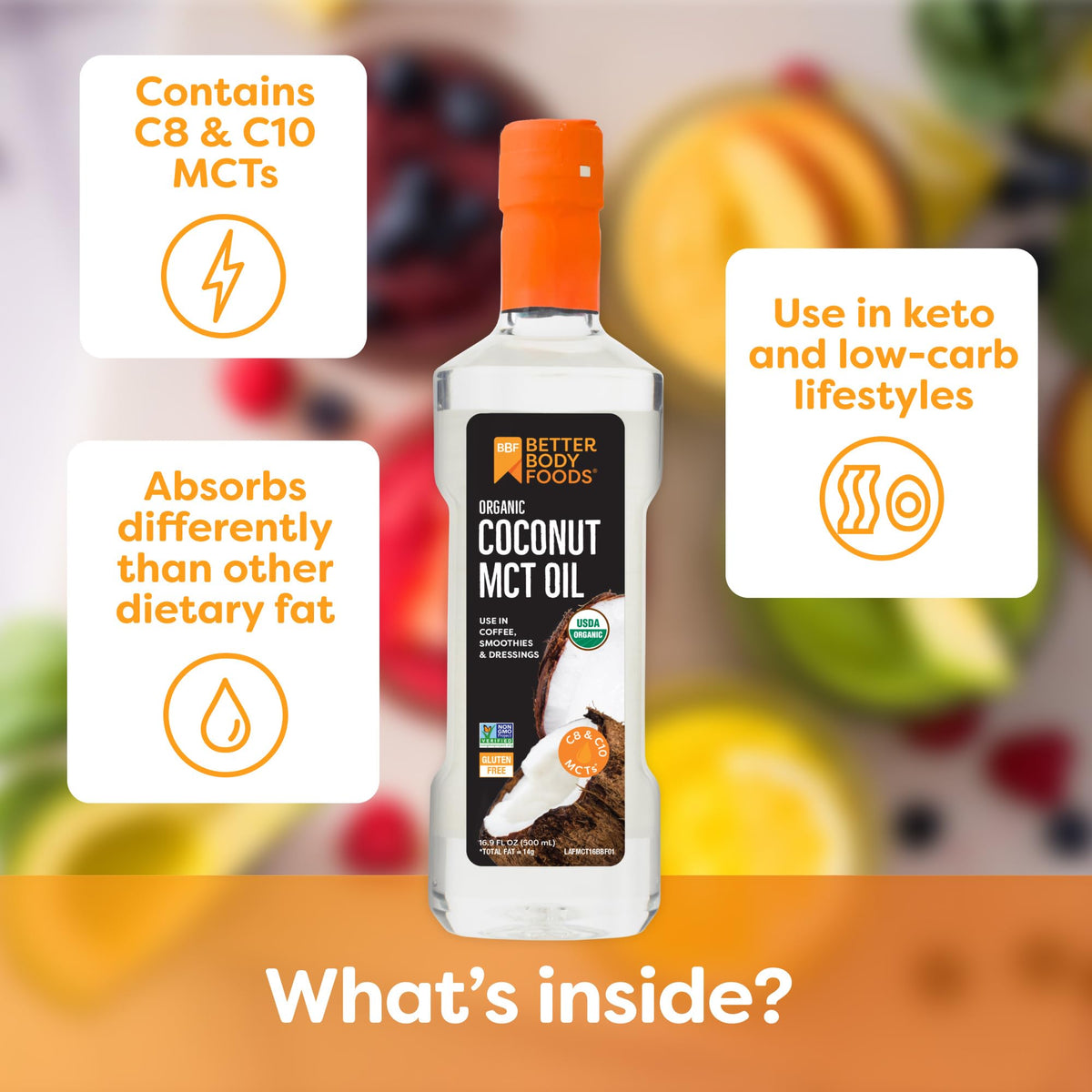 BetterBody Foods Organic Coconut MCT Oil C8 & C10 - 16.9 Fl Oz - image 4
