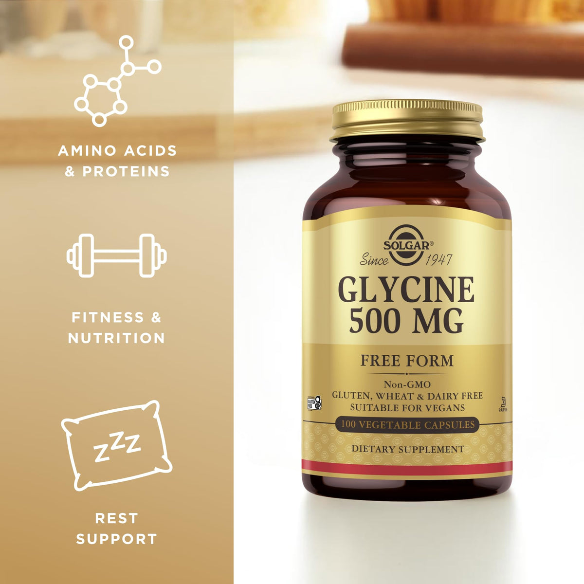 Solgar Glycine 500 mg - 100 Vegetable Capsules - image 4