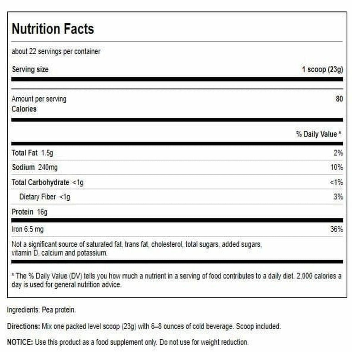 Swanson 100% Pure Pea Protein Powder - 1.1 lb - image 2