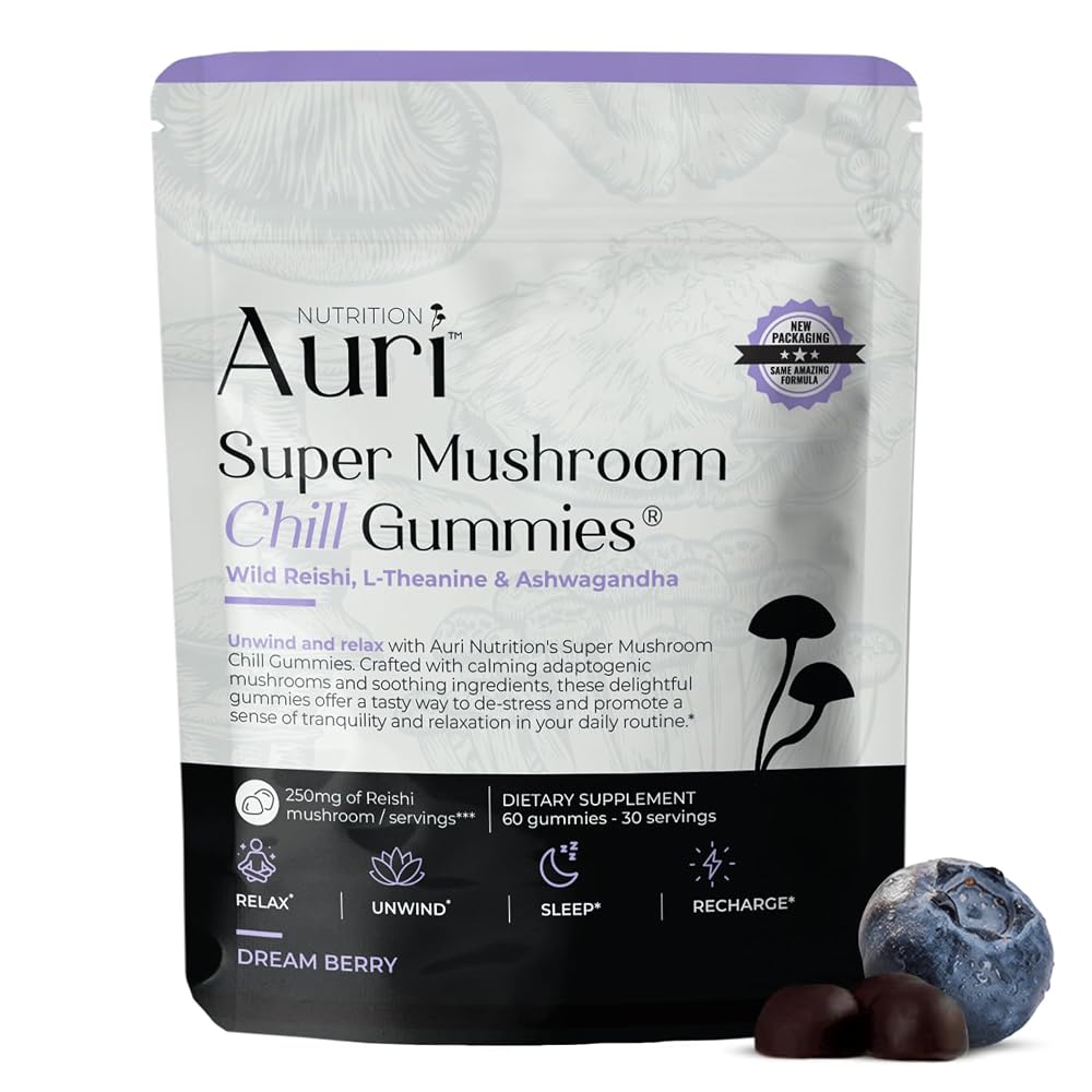 Auri Super Mushroom Chill Gummies for Stress Relief - 60 Gummies