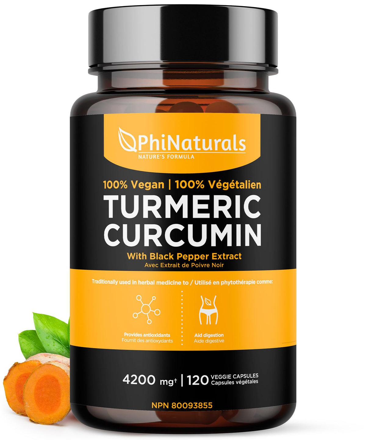 PhiNaturals Turmeric and Black Pepper Extract 1500 mg - 120 Capsules - image 3