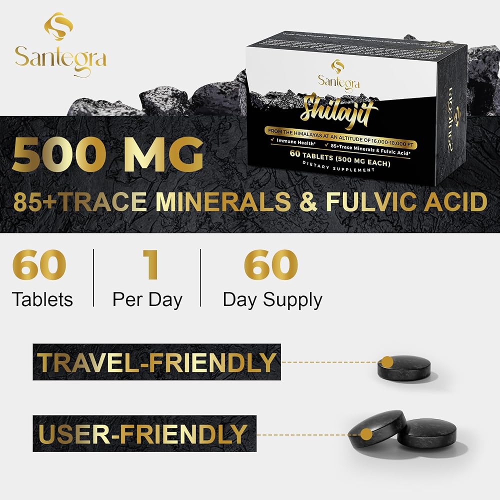 Santegra Shilajit Tablets 500 mg for Energy - 60 Tablets - image 6