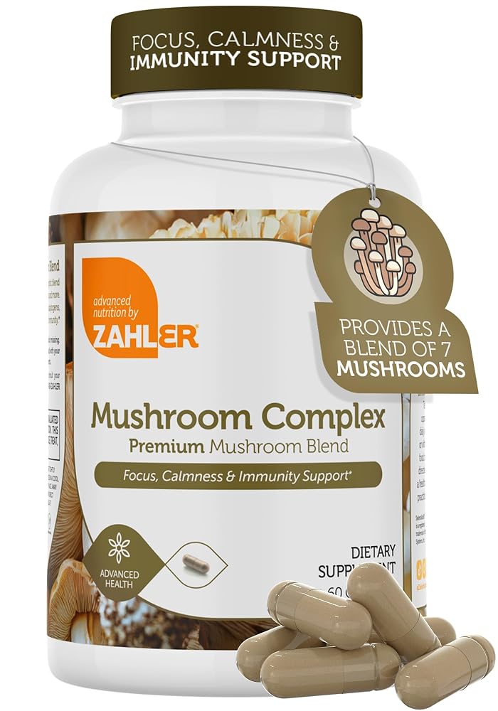 Zahler Mushroom Complex Premium Blend for Focus & Immunity - 60 Capsules