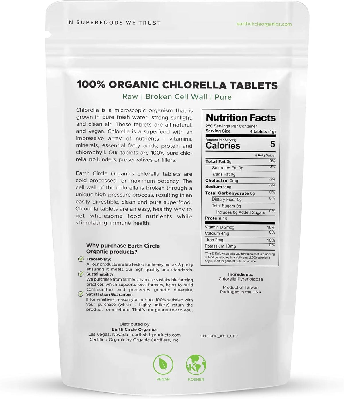 Earth Circle Organics Organic Chlorella Tablets - 1000 Count - image 3