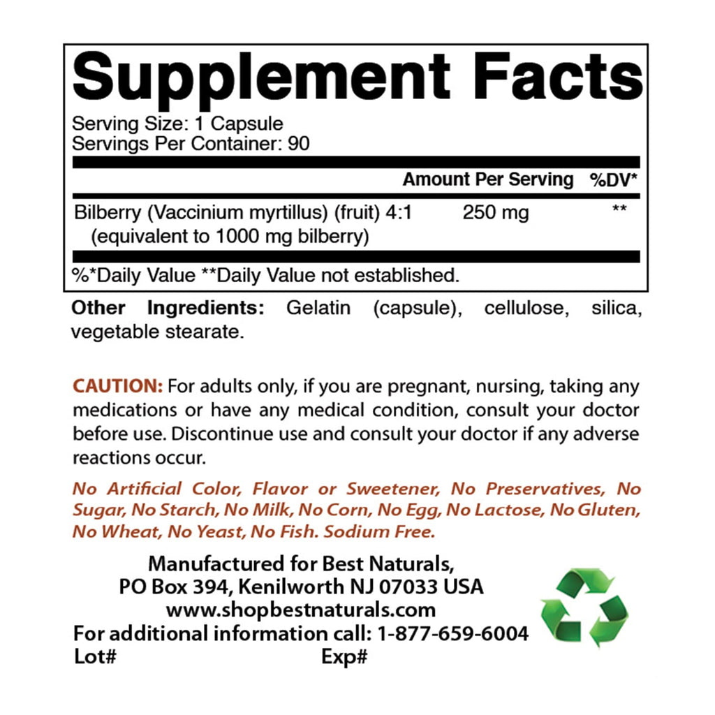 Best Naturals Bilberry 1000 mg - 270 Capsules (3 Pack) - image 2