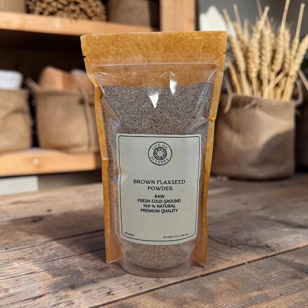 Live Oil by Lesna Raw Cold-Ground Brown Flaxseed Powder (Flour/Meal)